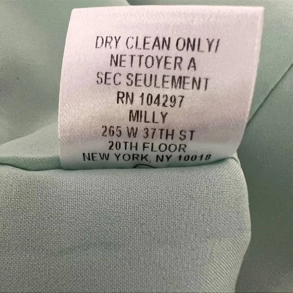 An Original Milly of New York Mint Green Silk Flutter Sleeve Dress Size 12 Large - Picture 8 of 9